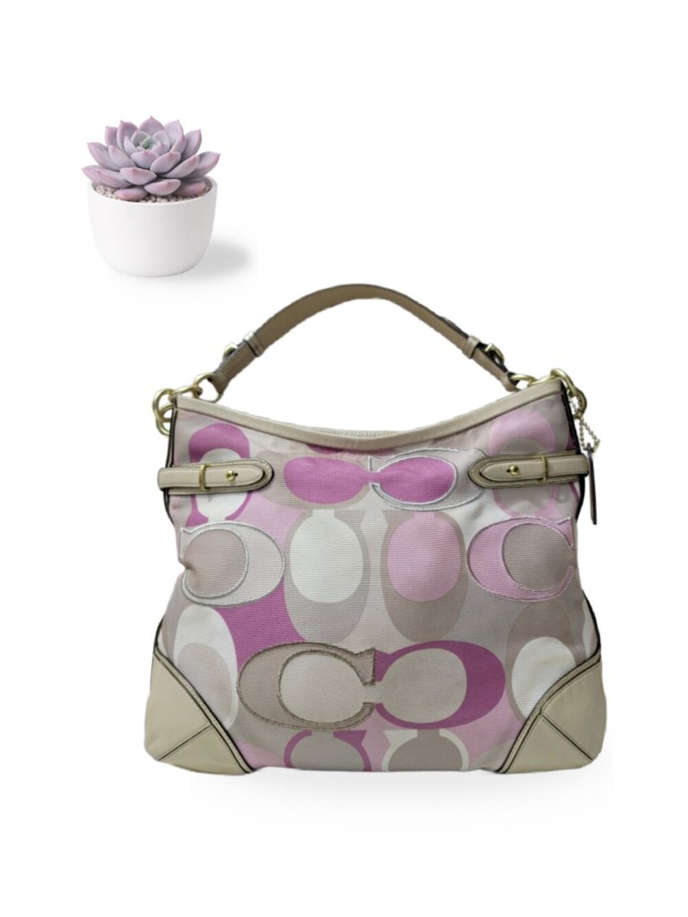 Coach Colette Signature Pink Bag Scarf Print Embroidered Hobo Shoulder 16441